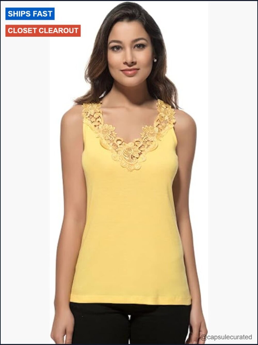 Women's Cotton Lace Trim Camisole Tank Top Breathable Sleeveless Undershirt